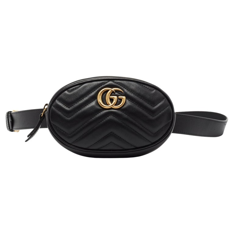Gucci Black Quilted Leather GG Marmont Belt Bag For Sale at 1stDibs