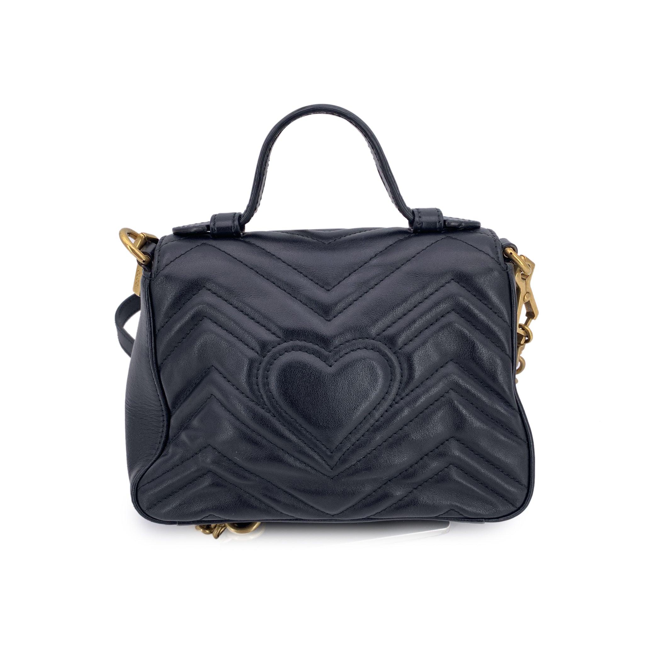 Bolso Crossbody Gucci Marmont de piel acolchada negra con asa Negro en venta