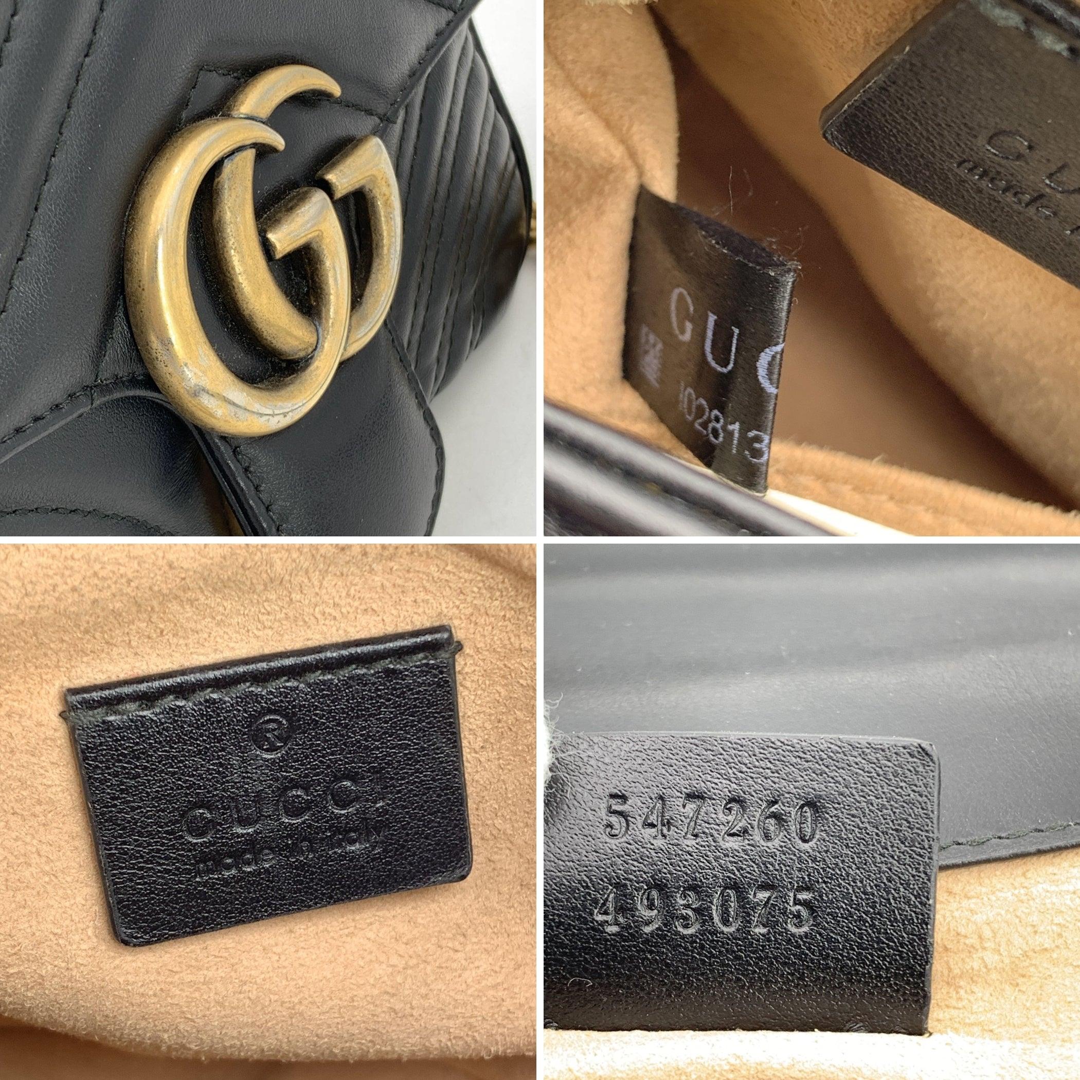 De las mujeres Bolso Crossbody Gucci Marmont de piel acolchada negra con asa en venta