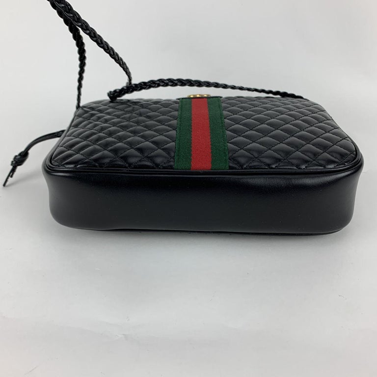 Gucci Black Quilted Leather GG Small Messenger Shoulder Bag For Sale at
