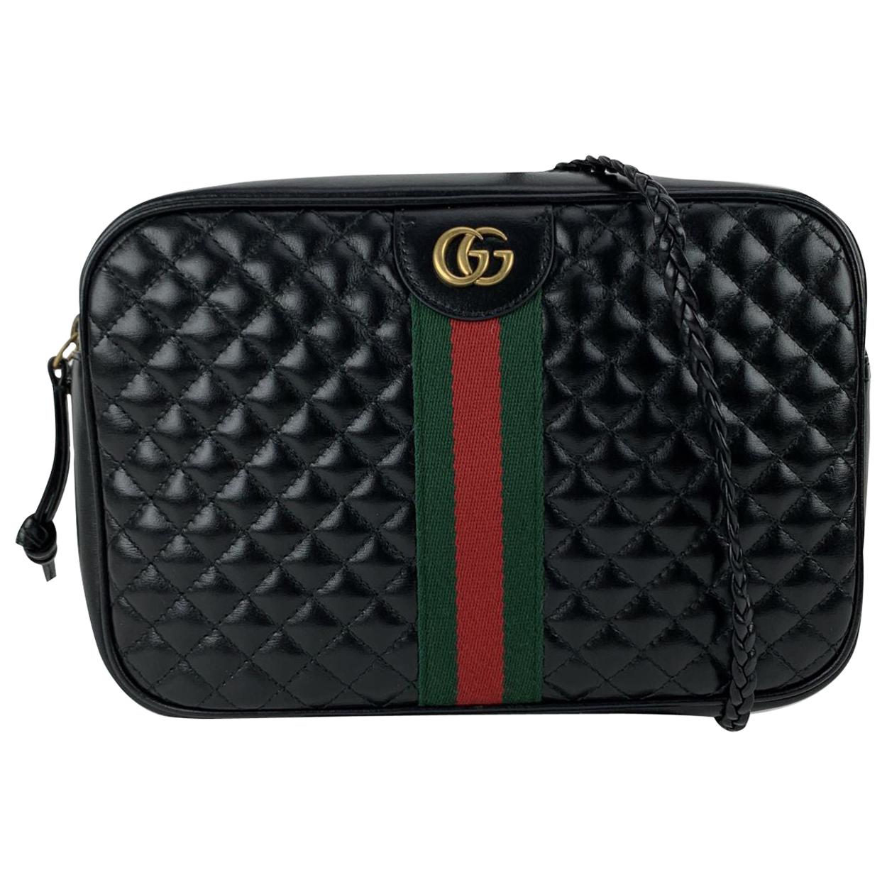 Gucci Black Quilted Leather GG Small Messenger Shoulder Bag For Sale at ...