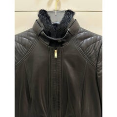 Gucci-Lederjacke in Schwarz mit Steppmuster, Größe 40