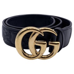 Gucci Black Quilted Leather Marmont Belt with GG Buckle Size 85/34