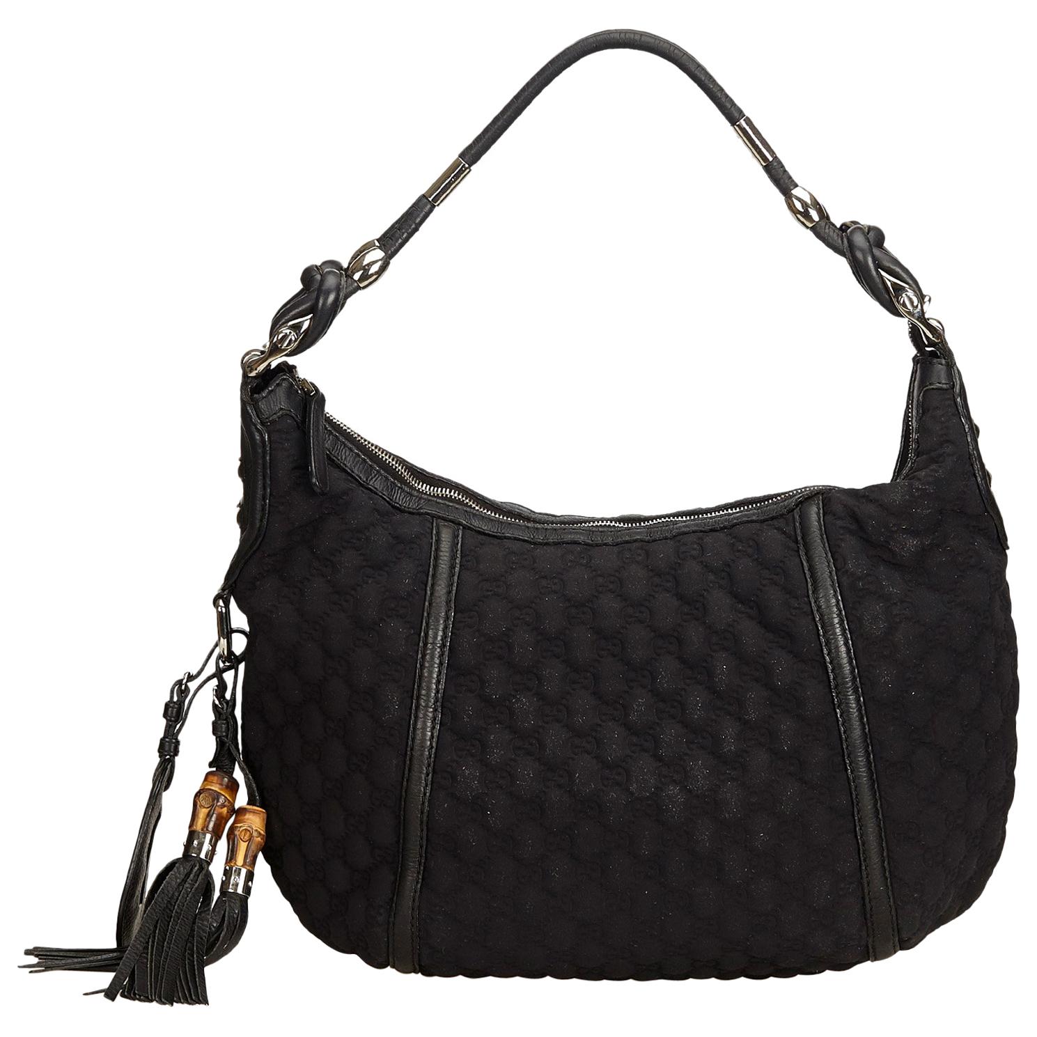 Gucci Black Quilted Nylon Techno Hobo Bag For Sale