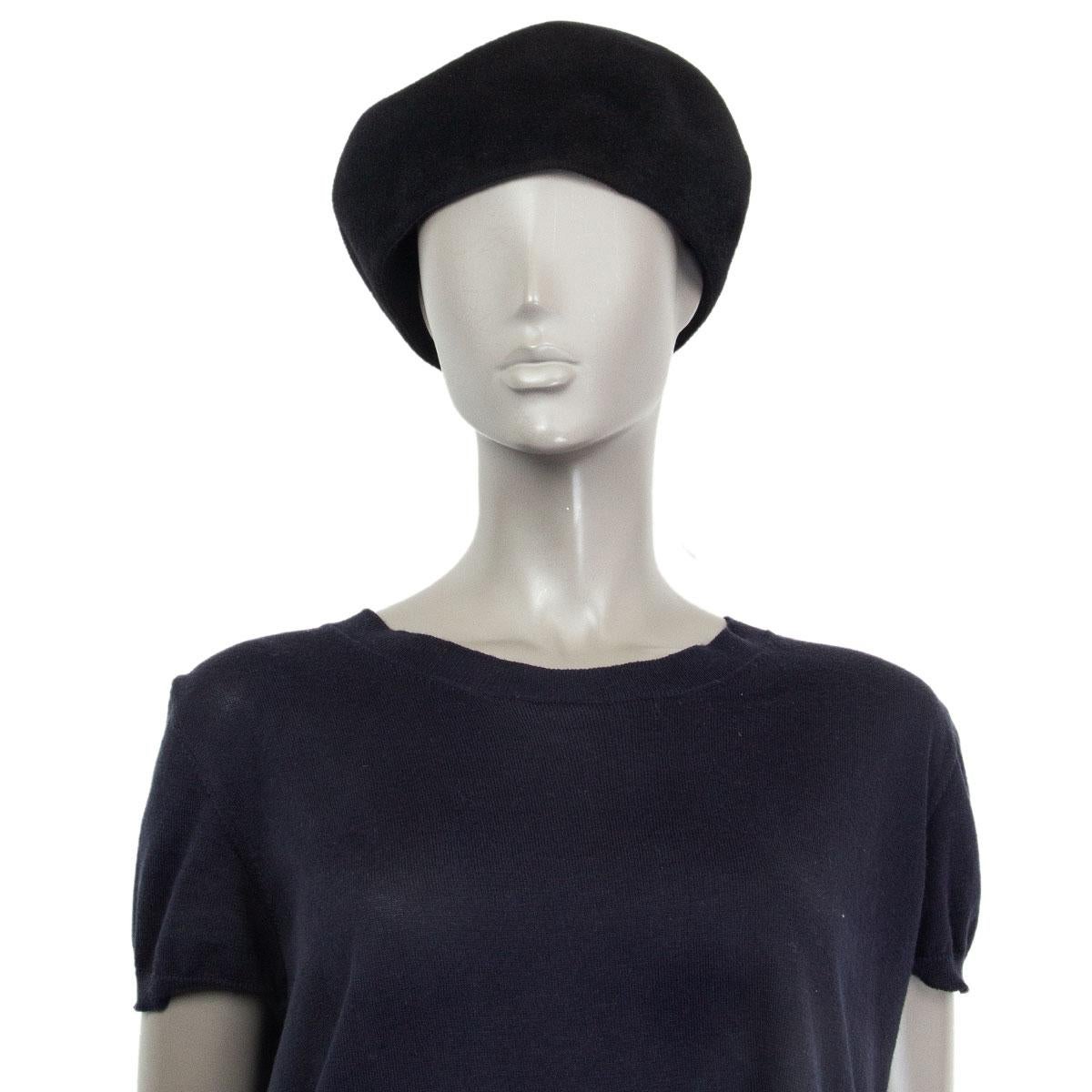 GUCCI black Rabbit Felt Beret Hat L In Excellent Condition In Zürich, CH