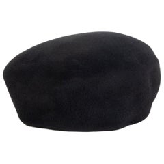 GUCCI schwarz Kaninchen Filz Beret Hut L