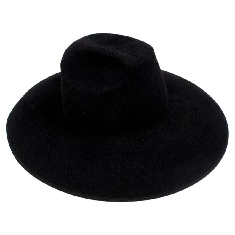 Gucci Black Rabbit Felt Wide Brim Fedora Hat For Sale