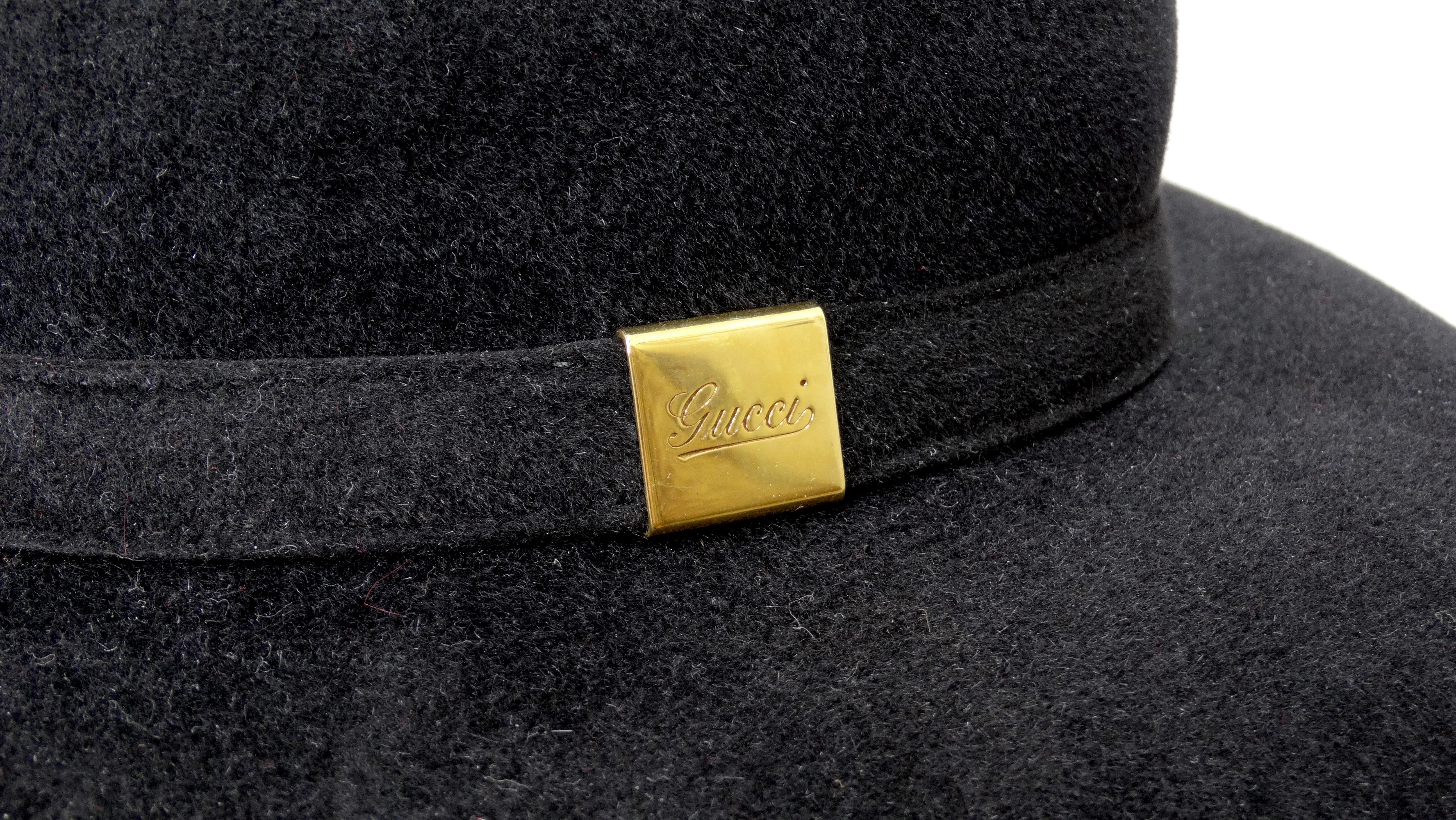 Gucci Black Rabbit Fur Logo Charm Hat 1