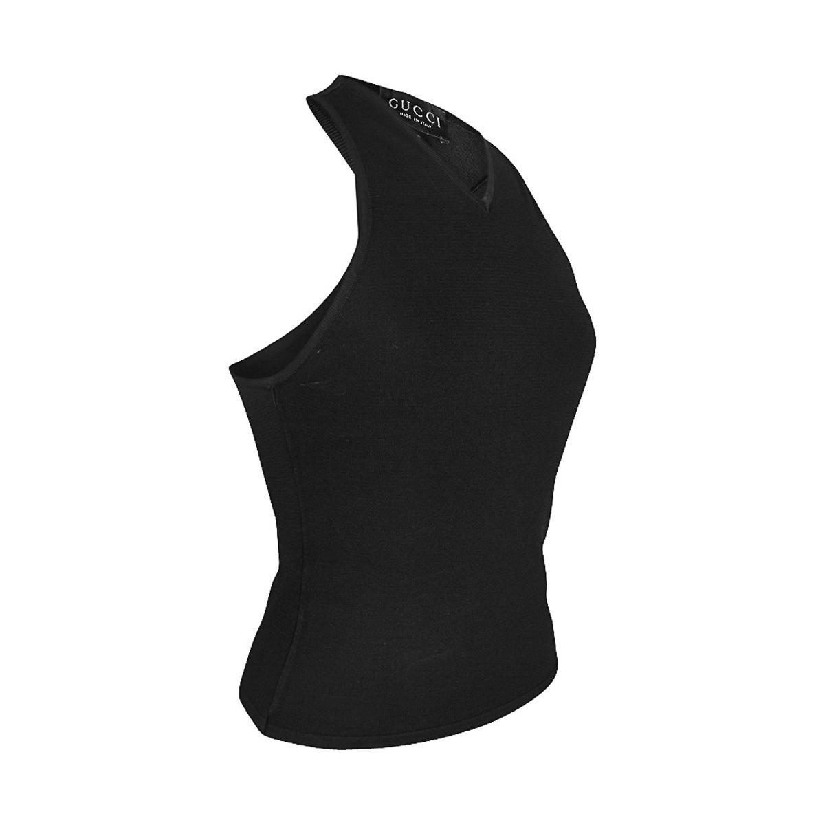 Women's Gucci Black Racerback Vintage Black Top S For Sale