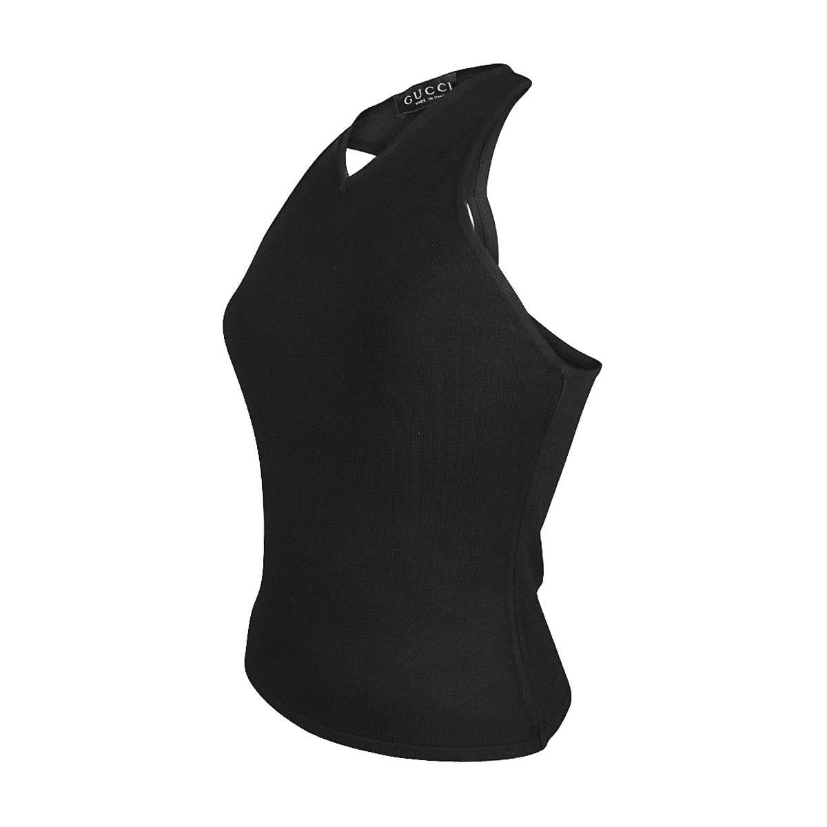 Gucci Black Racerback Vintage Black Top S For Sale 1