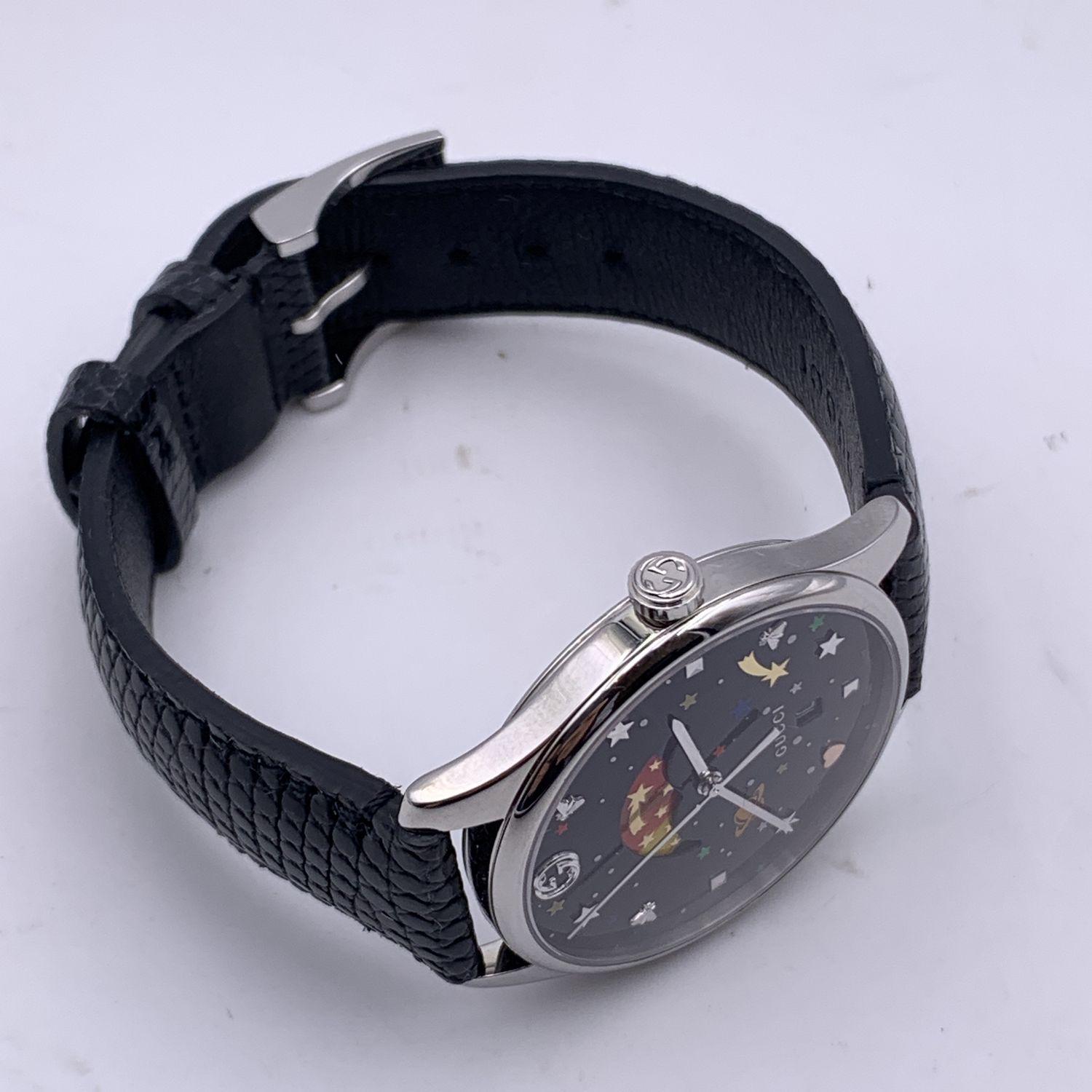 Gucci Black Rainbow G-Timeless 126.4 Unisex Moonphase Watch In Excellent Condition In Rome, Rome