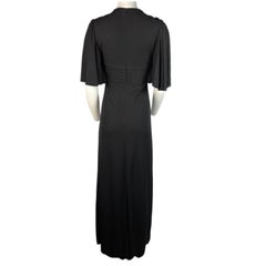 Gucci Black Rayon and Silk Maxi Dress Gown w/ Crystal Bow, Size Small