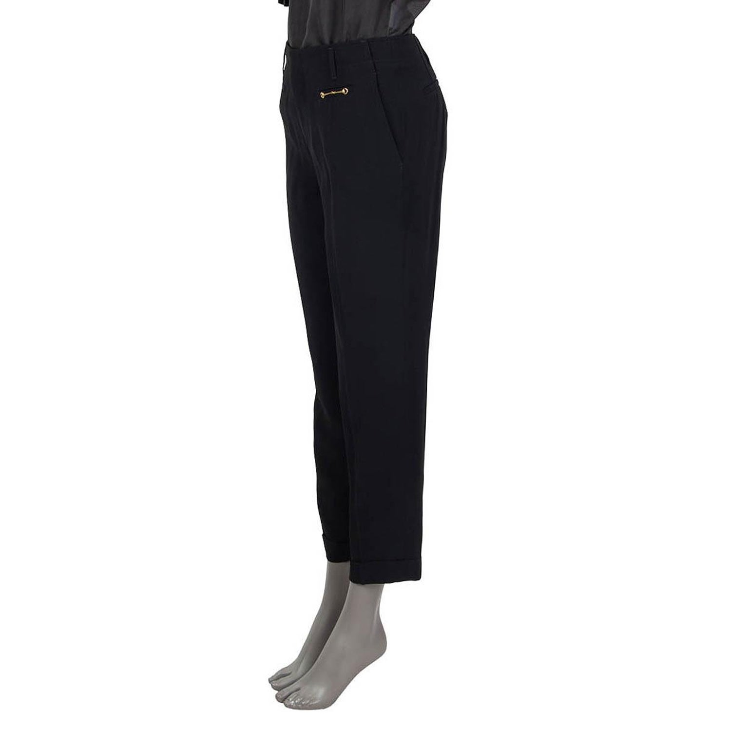 GUCCI black rayon CLASSIC Pants 40 S For Sale at 1stDibs