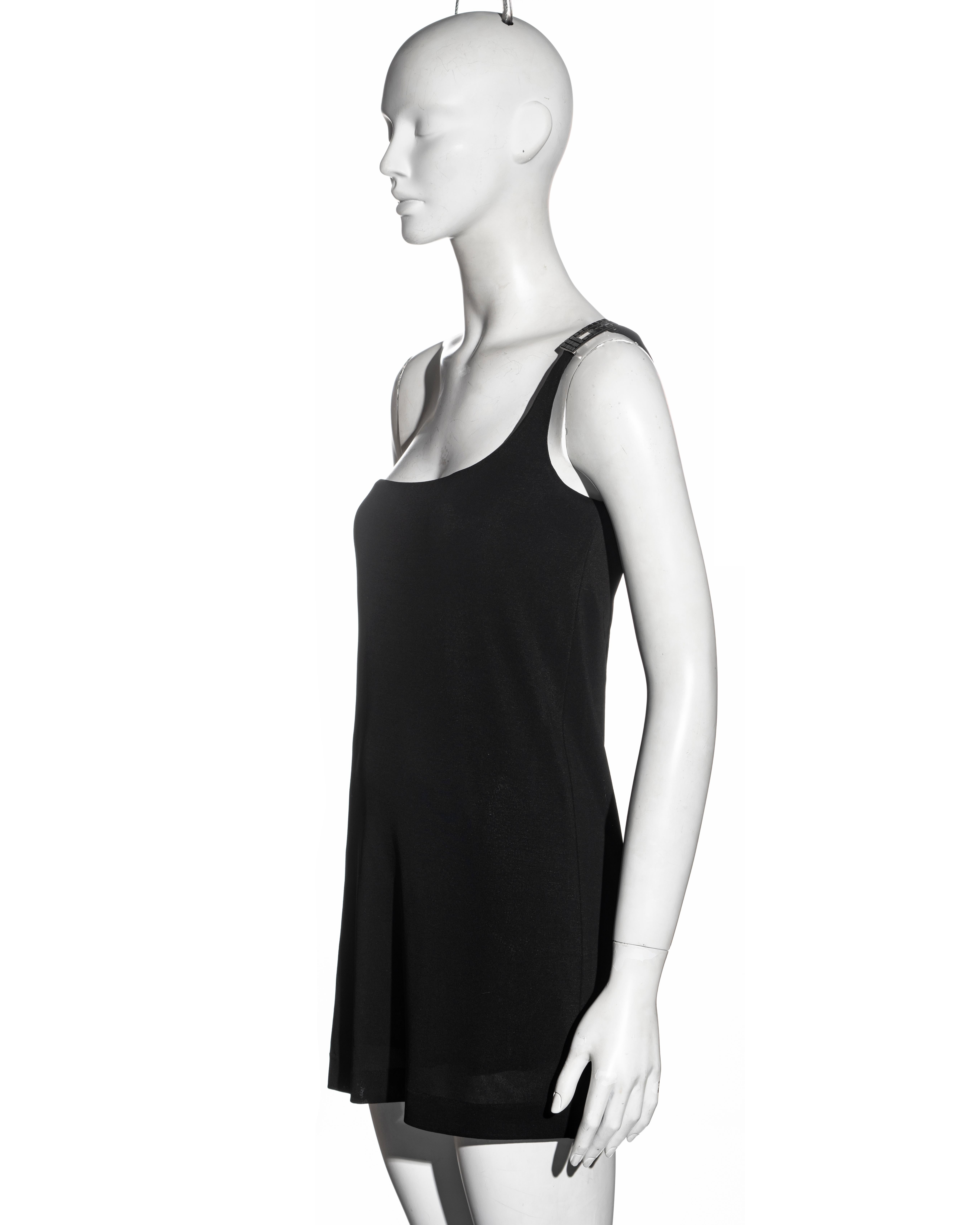 Black Gucci by Tom Ford black rayon one shoulder mini evening dress, ss 1998