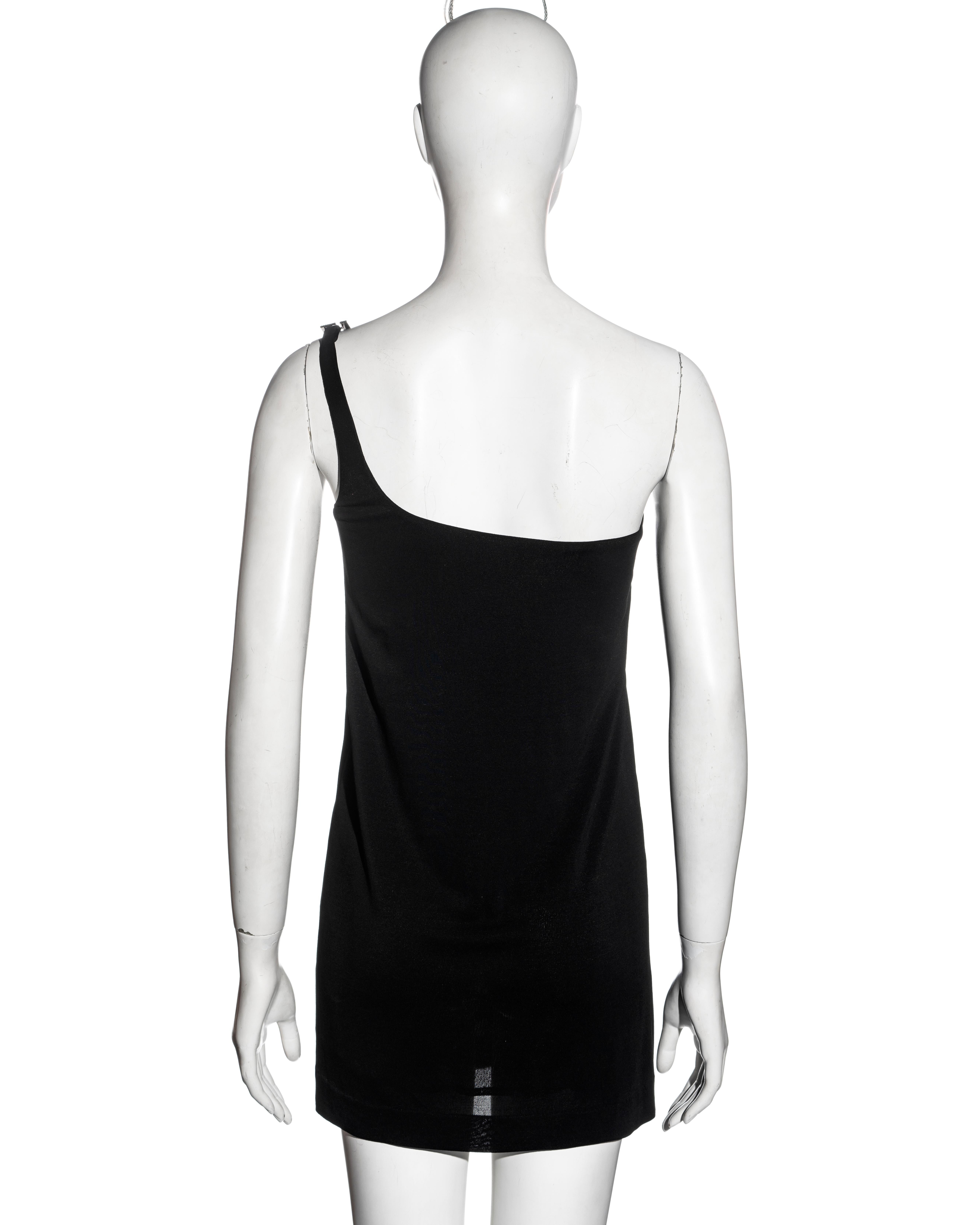 Gucci by Tom Ford black rayon one shoulder mini evening dress, ss 1998 1
