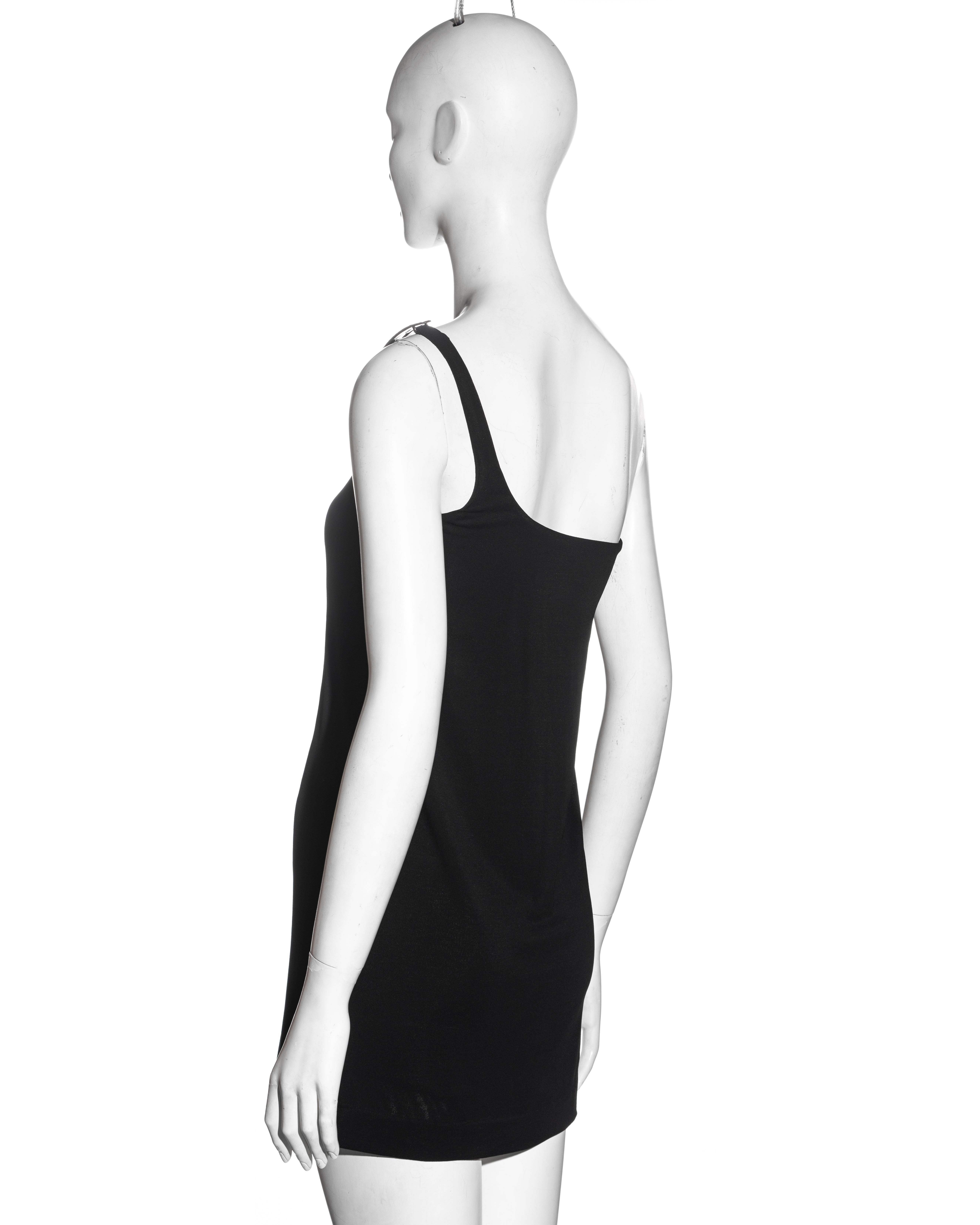 Gucci by Tom Ford black rayon one shoulder mini evening dress, ss 1998 2