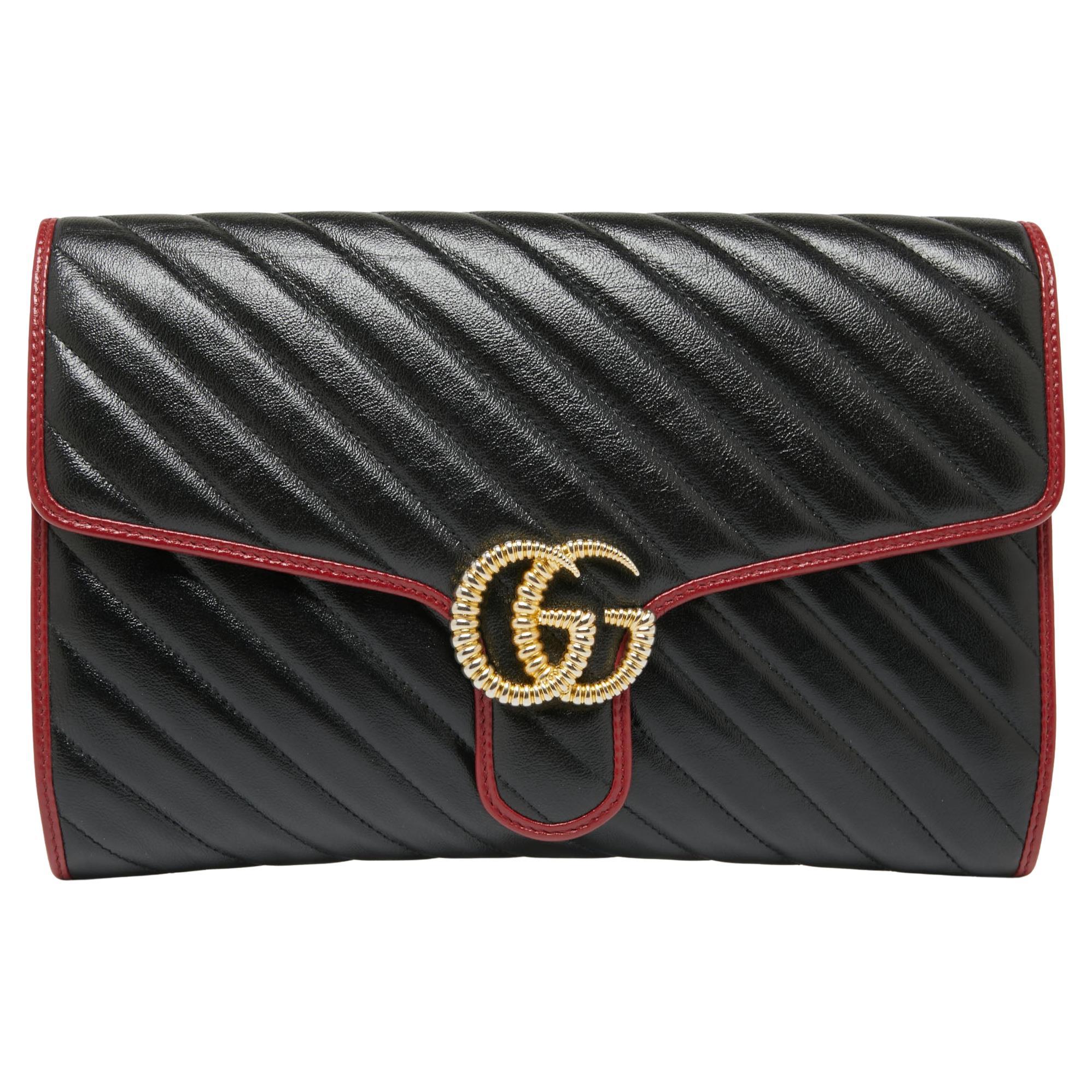 Gucci Black Leather Zumi Flap Clutch 