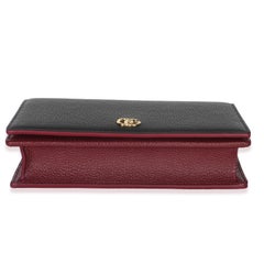 Gucci Black Red Dollar Calfskin GG Chain Wallet