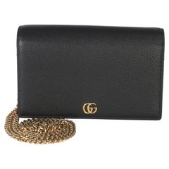 Gucci Black Red Dollar Calfskin GG Chain Wallet