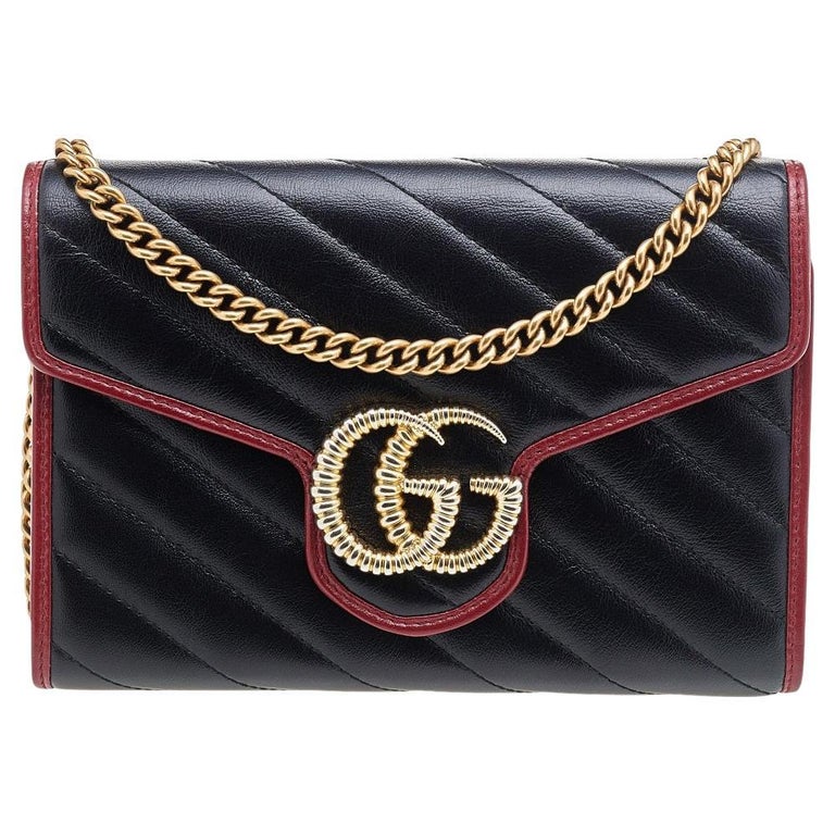 Gucci Black/Red Leather GG Marmont Torchon Wallet On Chain at 1stDibs |  gucci gg marmont wallet, gucci marmont black and red, gucci marmont wallet  on chain black
