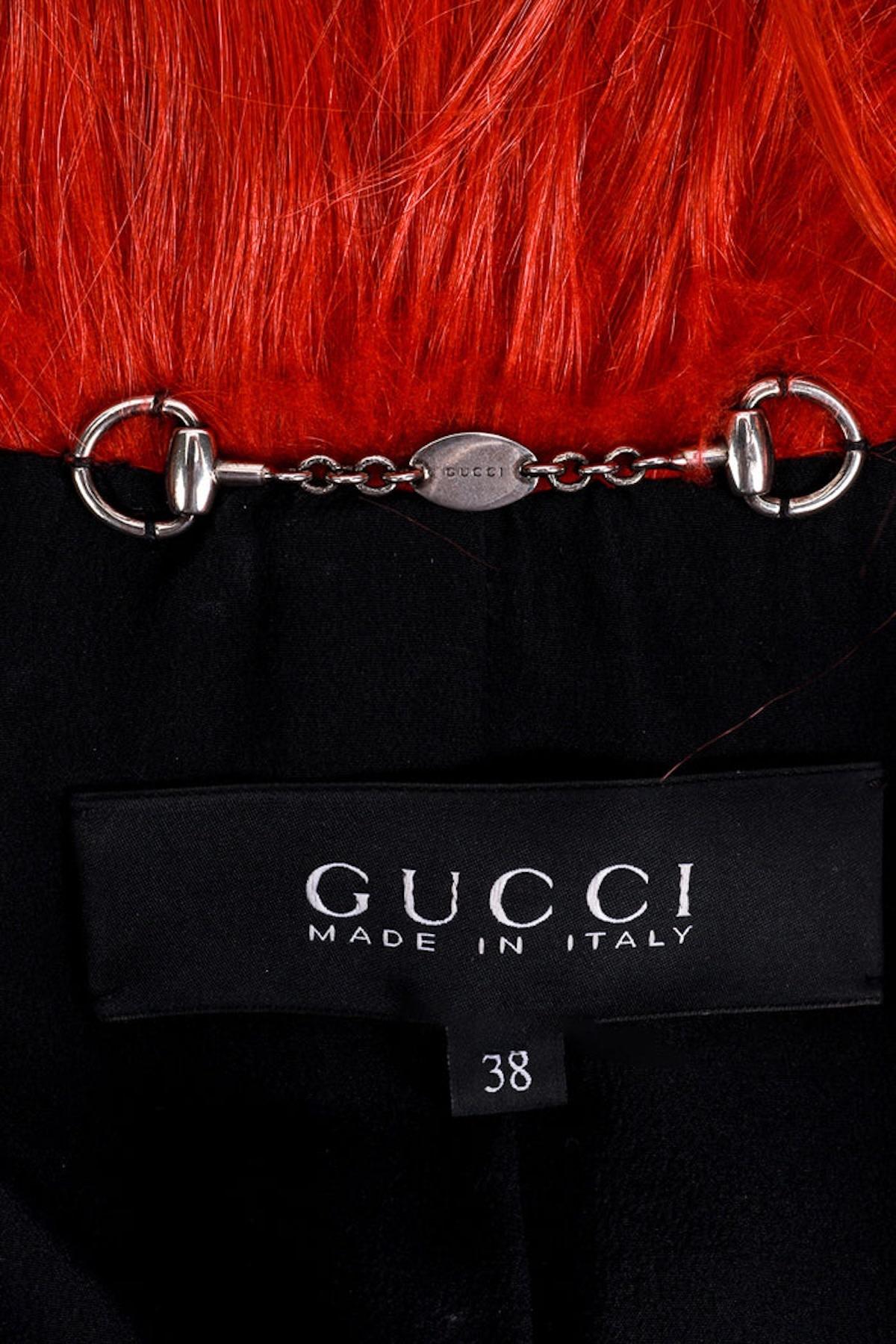 Women's Gucci Black Red Long Goat Fur Jacket (S/M) For Sale