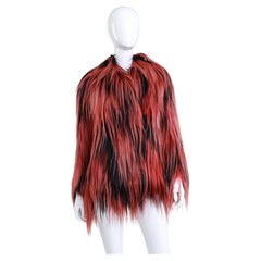 Gucci Black Red Long Goat Fur Jacket (S/M)