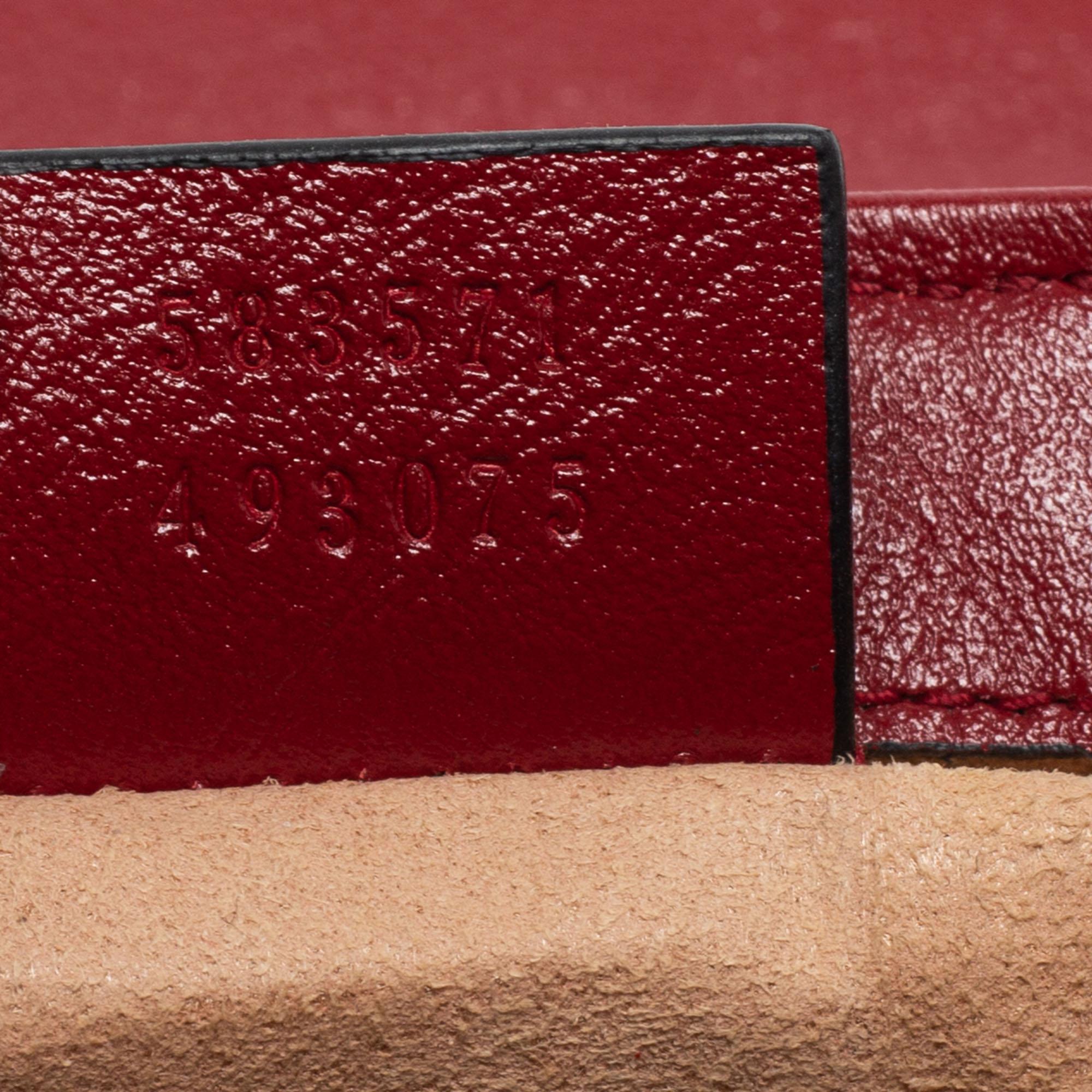 Women's Gucci Black/Red Matelassé Leather Mini Marmont Top Handle Bag
