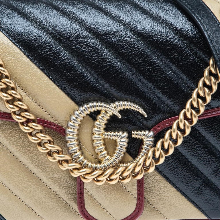 Gucci Black/Red Matelassé Leather Small GG Marmont Torchon Shoulder Bag ...
