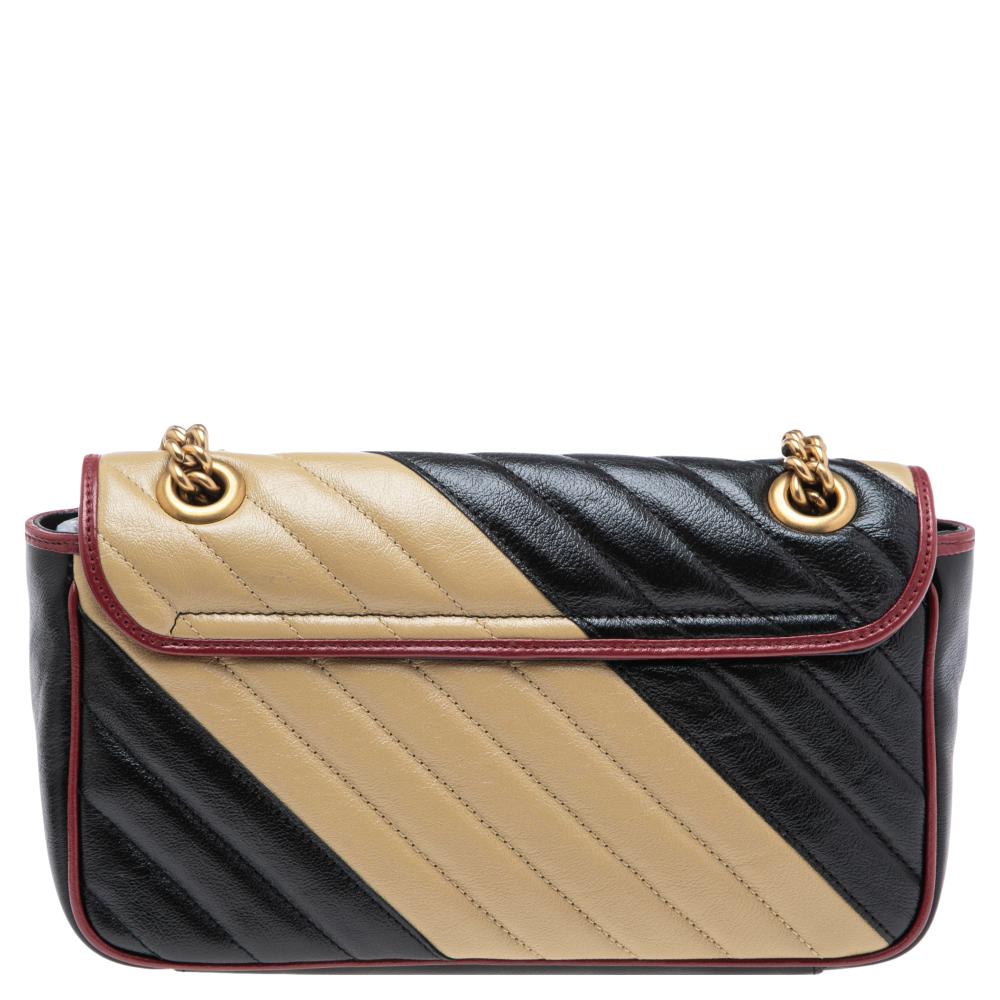 Gucci Black/Red Matelassé Leather Small GG Marmont Torchon Shoulder Bag 5