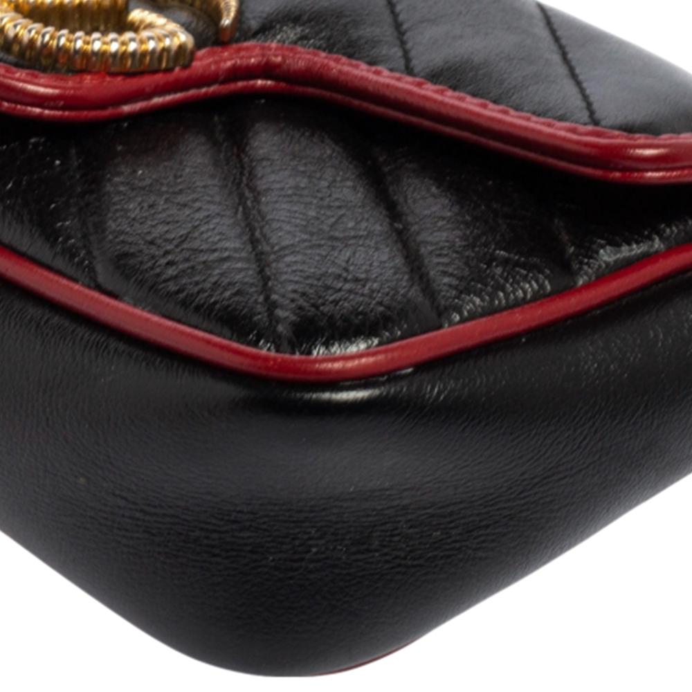 Gucci Black/Red Matelasse Leather Super Mini GG Marmont Torchon Shoulder Bag 5