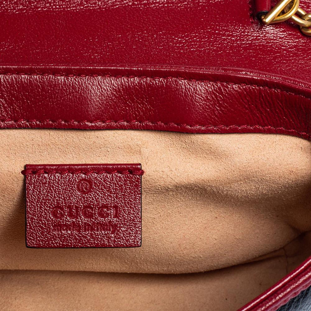 Gucci Black/Red Matelasse Leather Super Mini GG Marmont Torchon Shoulder Bag 2