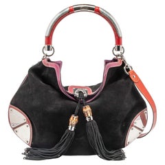 Gucci Black/Red Suede and Patent Leather Medium Babouska Indy Hobo