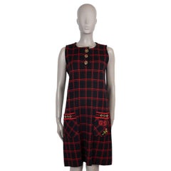 GUCCI black red wool 2019 PLAID JACQUARD STITCH JERSEY Dress M