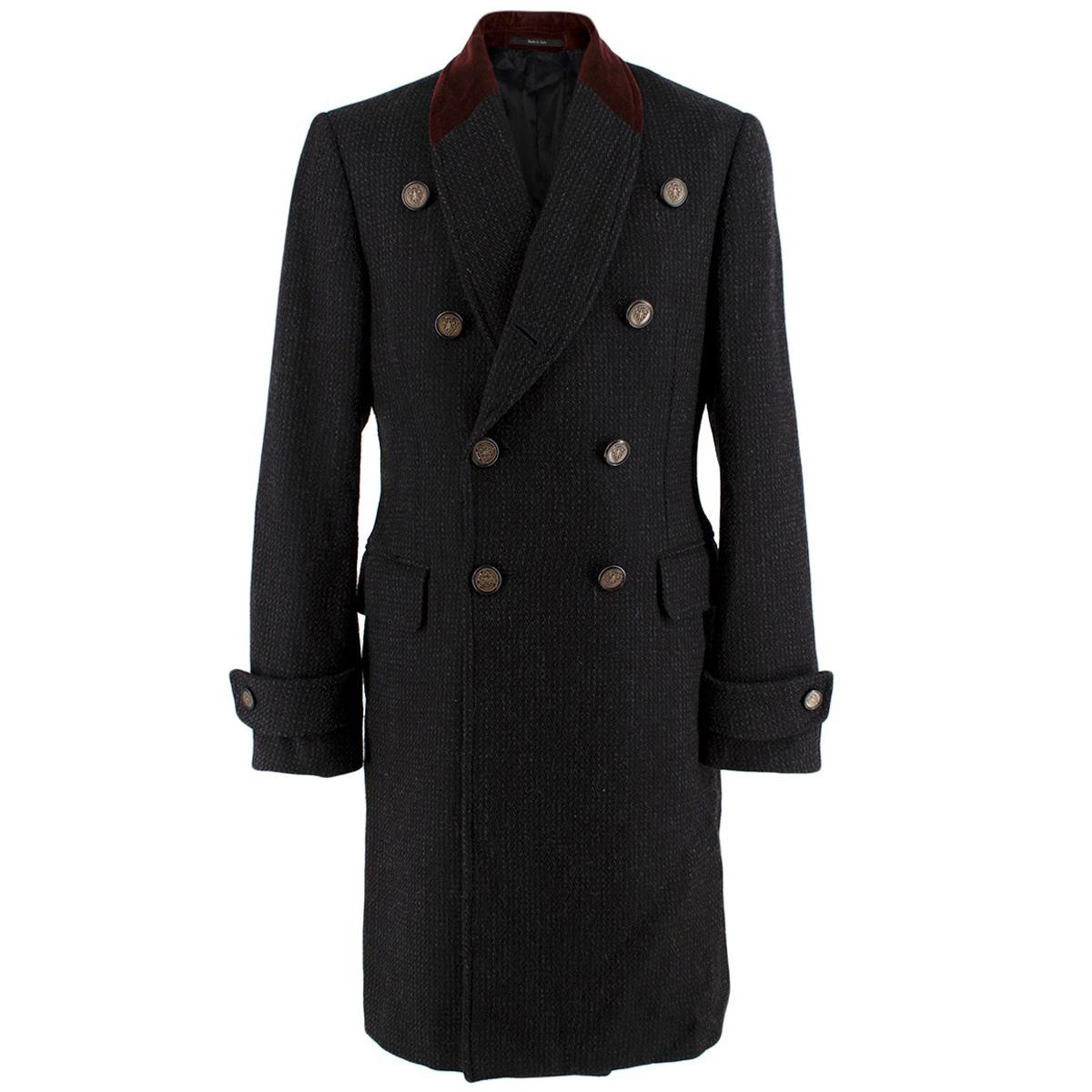 Gucci Black & Red Wool Double Breasted Coat - Us size 6 For Sale