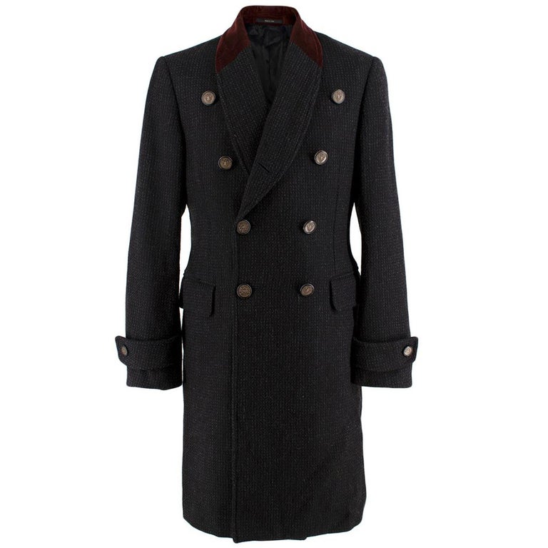 Gucci Black and Red Wool Double Breasted Coat - Us size 6 For Sale at ...