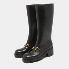 Gucci Black Rubber Horsebit Rain Boots Size 40