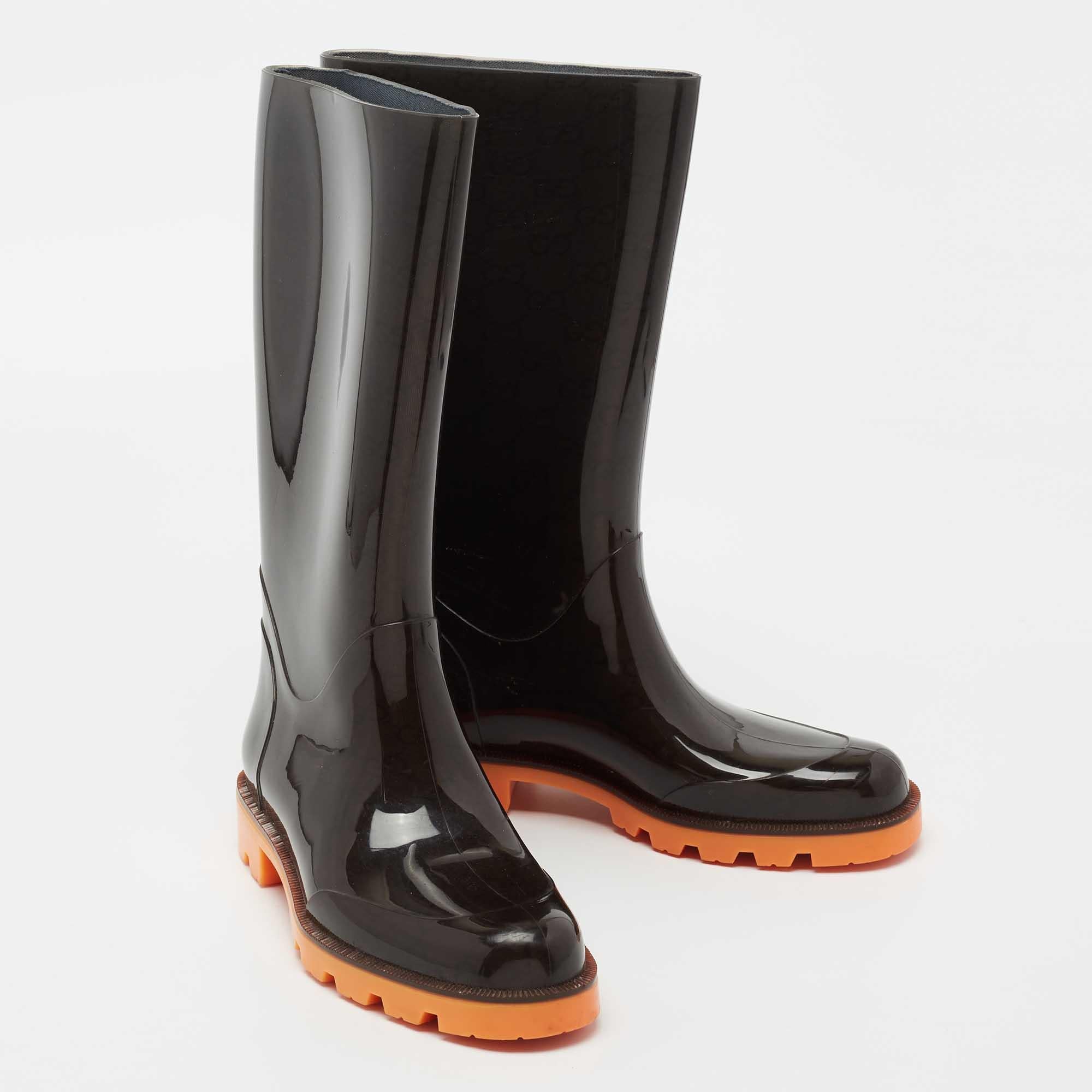 Gucci Black Rubber Rain Boots Size 37 1