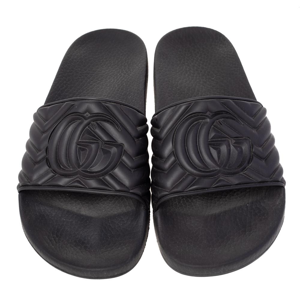 Gucci Black Rubber Slide Sandals Size 43 1