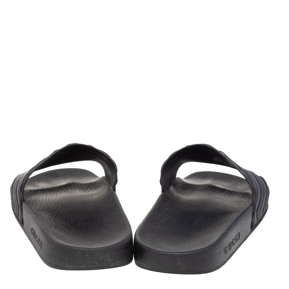 Gucci Black Rubber Slide Sandals Size 43 2