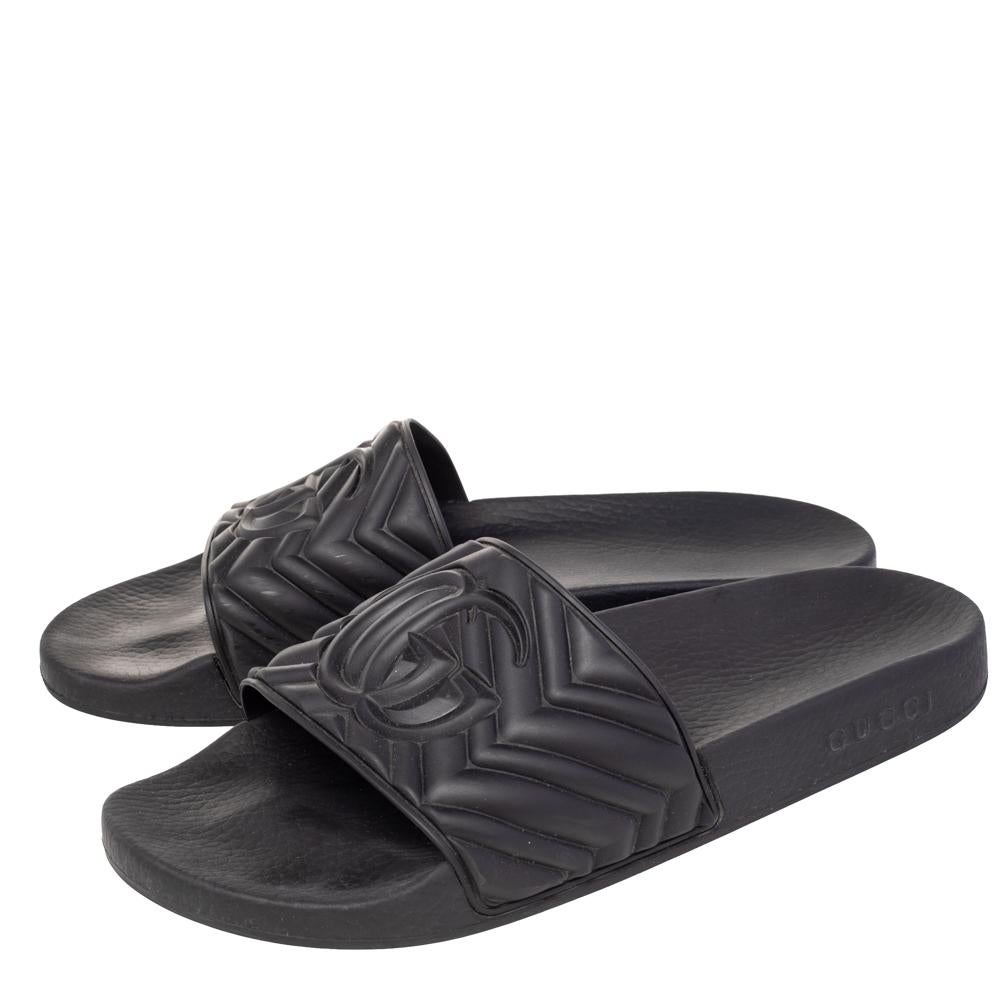 Gucci Black Rubber Slide Sandals Size 43 3