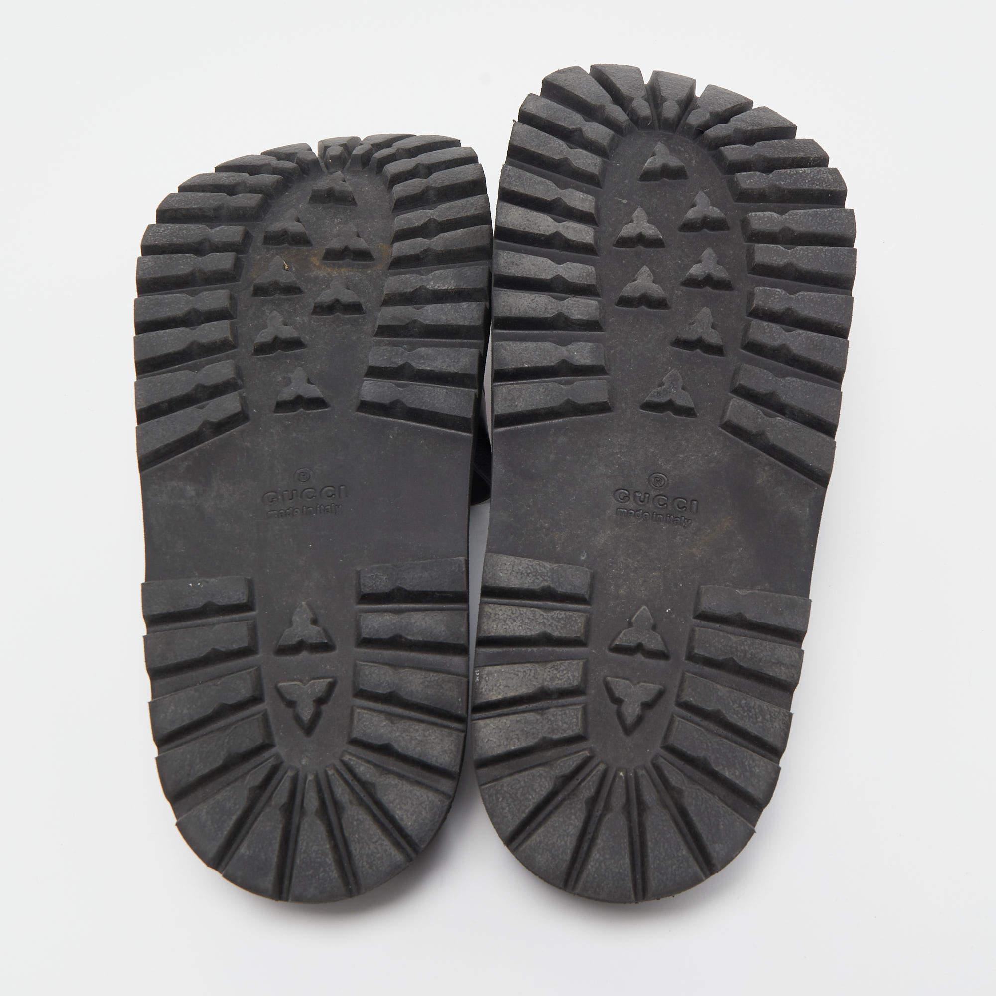 Gucci Black Rubber Web Detail Slide Sandals Size 40 For Sale 4