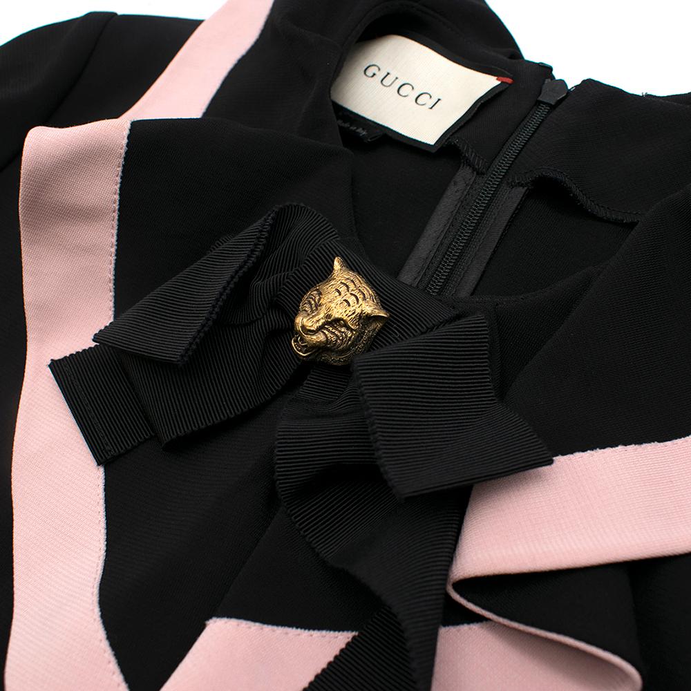 Gucci Black Ruffle Front Dress W/ Pink Trim M For Sale 2