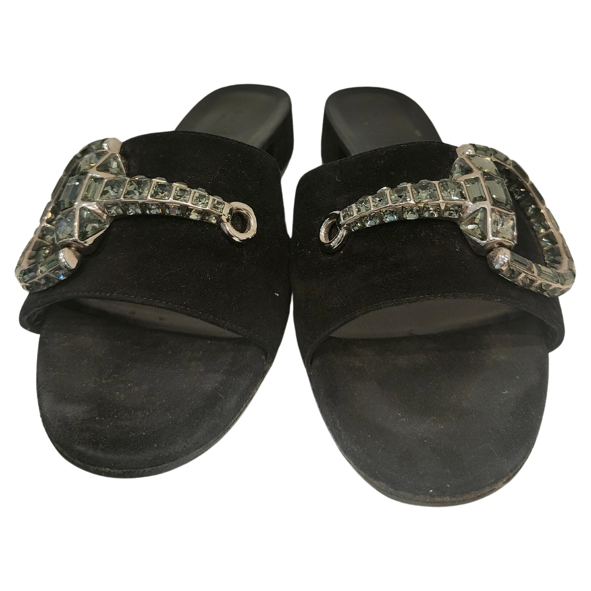 Gucci black sandals with Swarovski stones