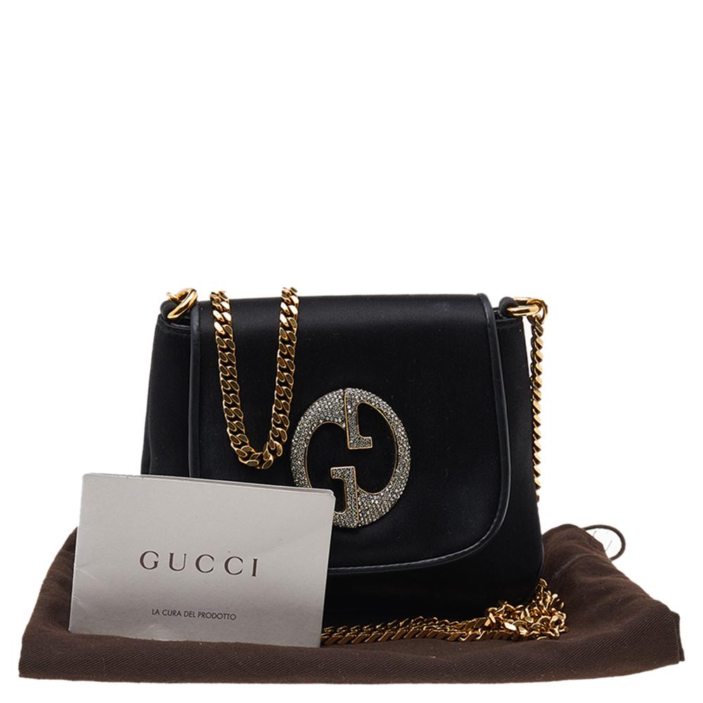Gucci Black Satin And Leather 1973 Crossbody Bag 5