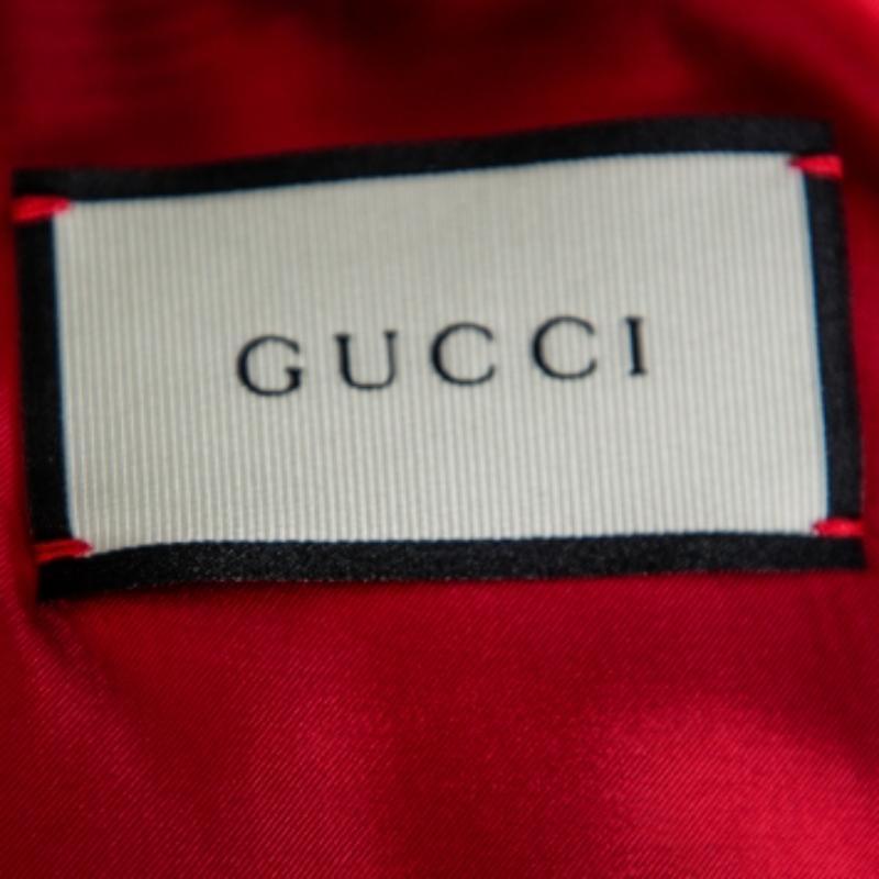 Gucci Black Satin Contrast Trim Spiritismo Applique Detail Bomber Jacket M For Sale 1