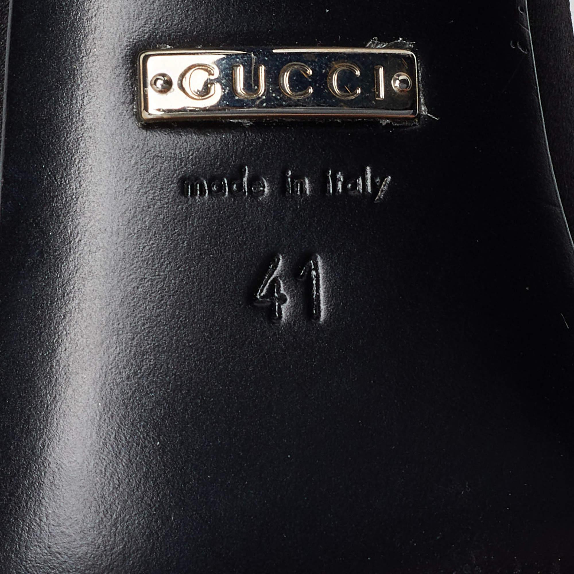 Gucci Satén Negro Cristal Embellished Bow Open Toe Ankle Strap Sandals Size 41 en venta 4