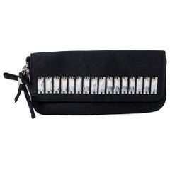 Gucci Black Satin Crystal Embellished Clutch