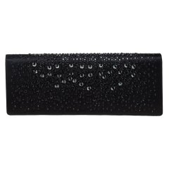 Gucci Black Satin Crystal Embellished Clutch