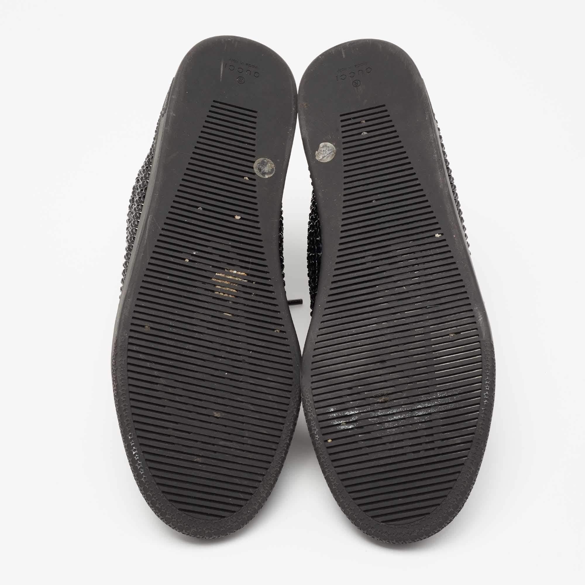 Gucci Black Satin Crystal Embellished Coda High Top Sneakers Size 39 2