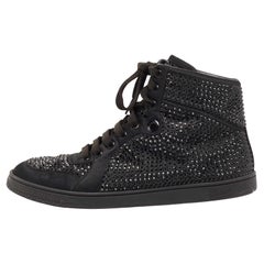 Gucci Men's GG Monogram Canvas Black Navy High Top Sneakers